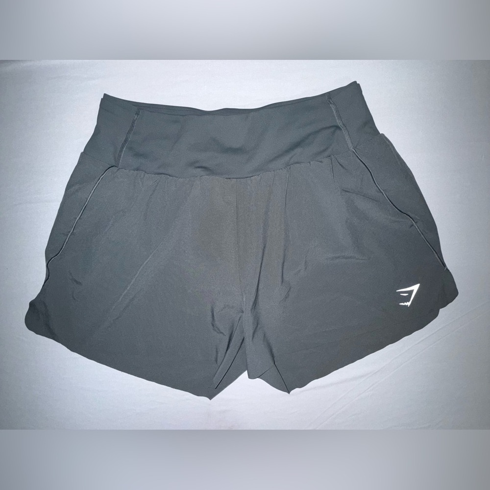 Gymshark Speed Shorts Charcoal Grey Built-in Knicker Adjustable Elastic Size M - Picture 4 of 13